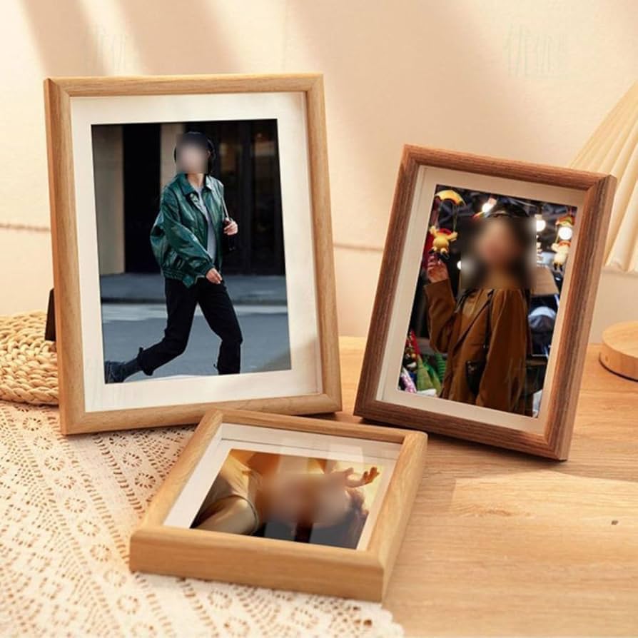 額縁　写真立てセット　金縁、木枠 楽天市場】フォトフレーム 木製写真立て 回転 ライト付き 縦横